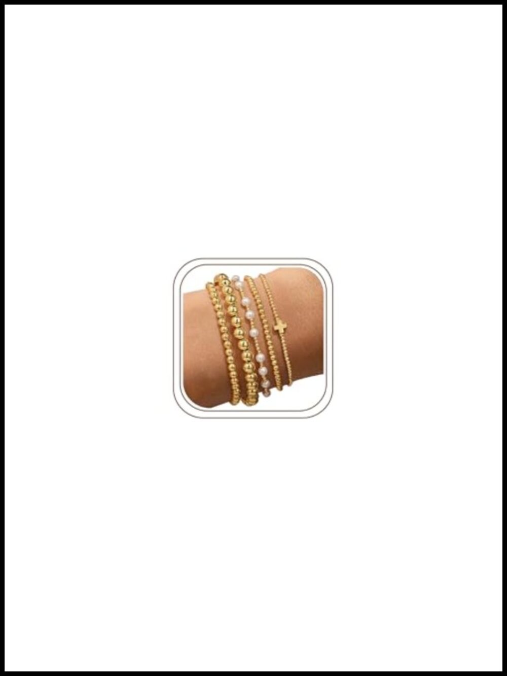 Gold Plated Beaded Bracelets for Women Teen Girls - Stackable Set